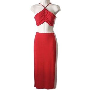 2 PC She.Is.Us On Demand Top Skirt S/M Red Runaway The Label